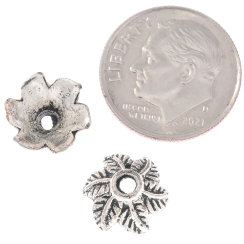 Silver Palm Frond Spacer Bead Caps 50003