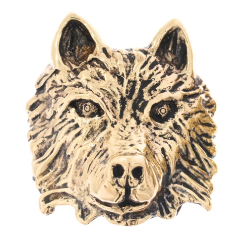 Golden Wolf Head Animal Jewelry Emblem 50010