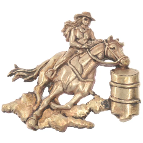 Brass Barrel Racer Casting 1.63 Inch Western Cowgirl Horse Design 6800
