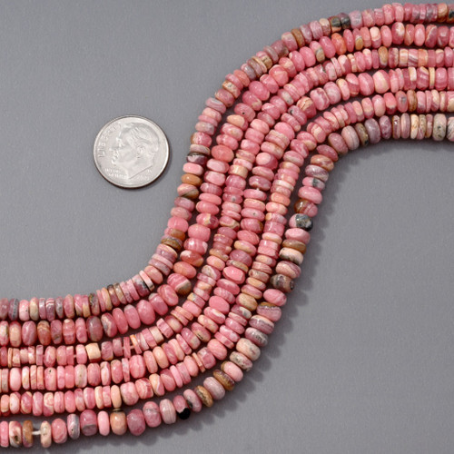 Rhodochrosite Rondelle Bead Strand