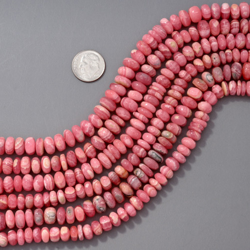 Real Rhodochrosite Rondelle Bead 50038