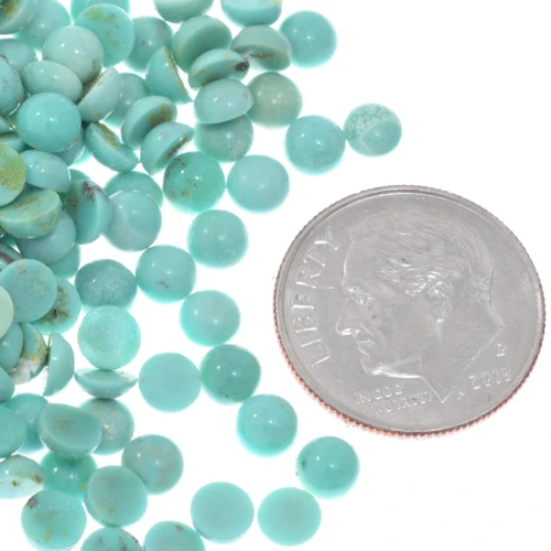 4mm Round Cabochons Old Stock Sleeping Beauty Turquoise Lot of 10 0122