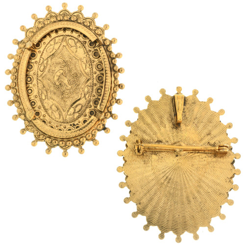 Gold Cabochon Pendant Broach Pin 36508