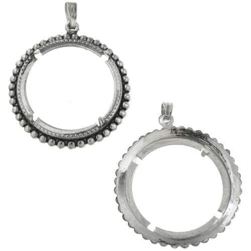 Silver Quarter Pendant Bezel Setting 36567