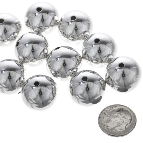 26pc Round Sterling Silver Beads