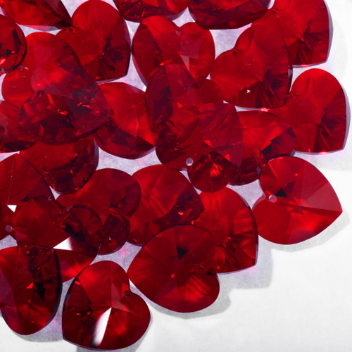 Ruby Red Crystal Heart Charm Swarovski Crystal Heart Bead 17mm Set of 5 0141