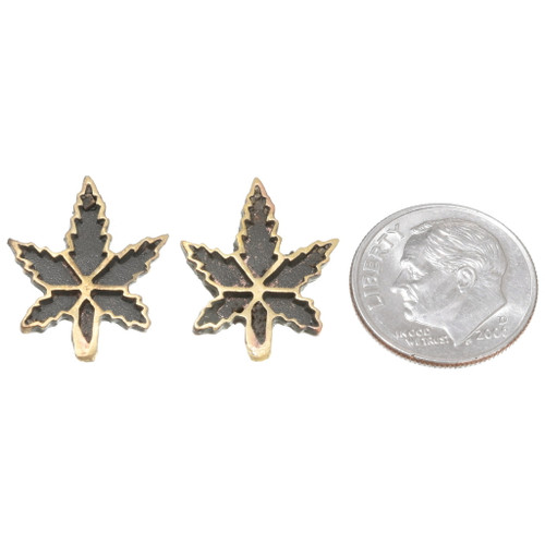 Brass Marijuana Leaf Cannabis Jewelry Charm 36797