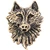 Detailed Wolf Head Emblem Solid Brass 50009