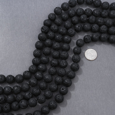 12mm Black Lava Beads 16 in Strand 15155