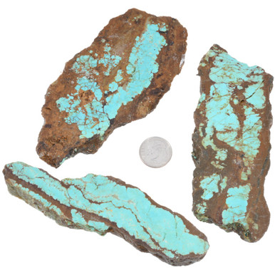 Long Number 8 Spiderweb Turquoise Ribbon Sliced Rough 3 Piece Set 190g ...
