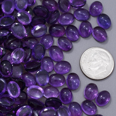 7mm x 9mm AAA Grade Amethyst Oval Cabochons Natural Purple Gemstones ...
