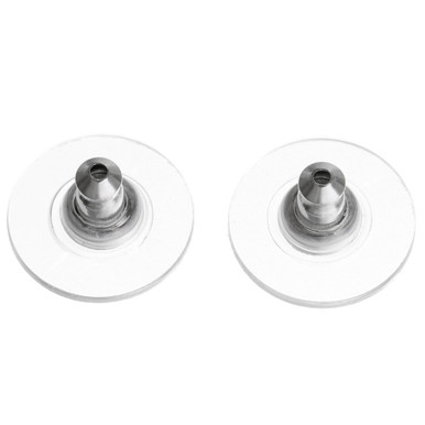 20 Comfort Clutch 316L Stainless Steel 13mm Earring Backs with 1/2"  Clear Pads