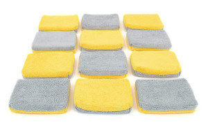 Thin [Saver Applicator Terry] Microfiber Coating Applicator Sponge with Plastic Barrier - 12 pack