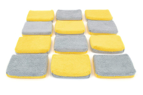 Thin [Saver Applicator Terry] Microfiber Coating Applicator Sponge with Plastic Barrier - 12 pack