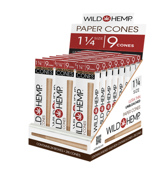 Wild Hemp 1 1/4 Regular Paper Cones (Unbleached) 24 pack