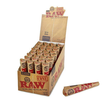RAW UNREFINED PRE-ROLL CONE 1 1/4 32/6PK RAW UNREFINED PRE-ROLL CONE 1 1/4 32/6PK