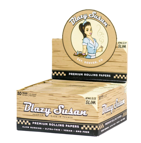 Blazy Susan Unbleached King Size Slim Papers - Display of 50