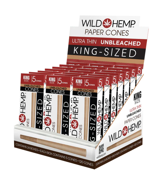 Wild Hemp King Sized Ultra Thin Paper Cones (Unbleached) 24 pack
