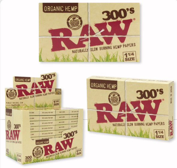 RAW Organic Hemp 1 1/4 300 BLOC Box/40 Papers