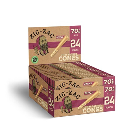 Zig Zag Mini Unbleached Cones 70's Size 24pk