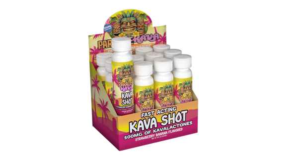 Paradise Kava Fast Acting Kava shot 500mg - Strawberry Banana Flavored 12/pk