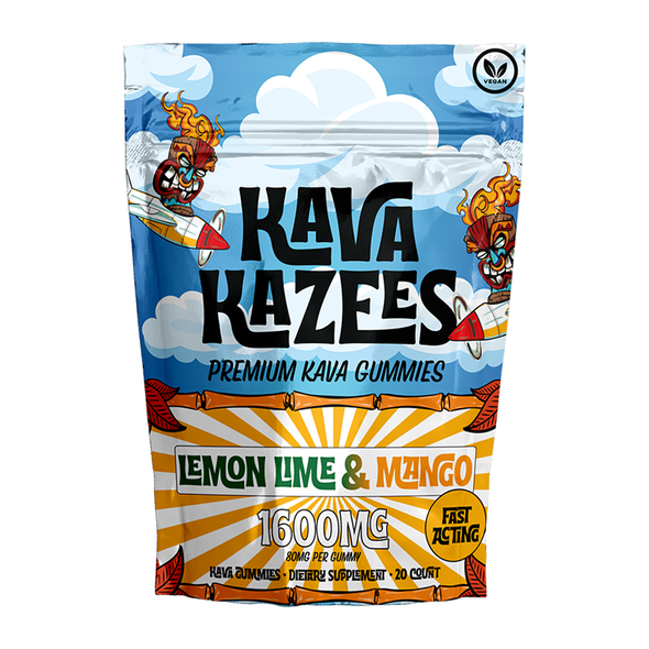 Kava Kazees - 80mg Gummies - Lemon Lime & Mango 1600mg (20ct)