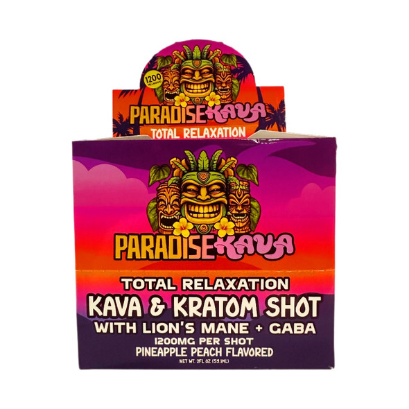 Paradise Kava and Kratom Shot 1200mg - Pineapple Peach 12pk