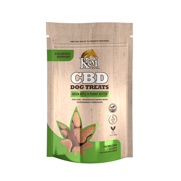 Koi CBD Dog Treats, Calming, Green Apple & Peanut Butter, 30 pcs,150mg