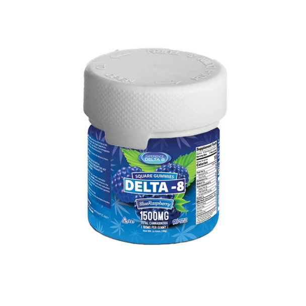 Experience Delta 8 Square Gummies Blue Raspberry 1500mg