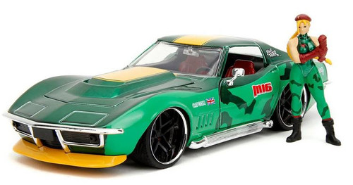 Street Fighter Diecast Cammy Figure with 1969 Corvette Stingray Vehicle