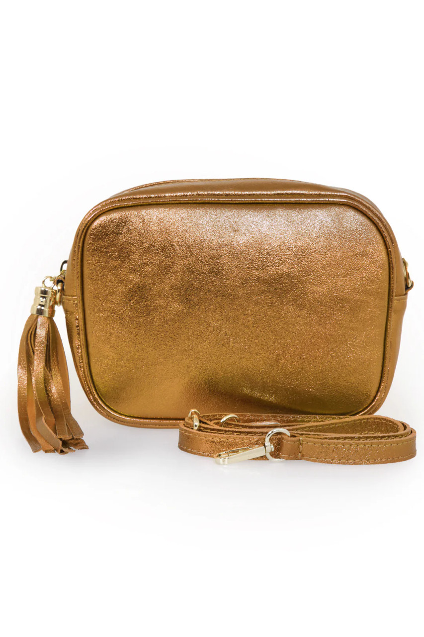 Miss Shorthair Italian Leather Camera Bag ~ Metallic Bronze