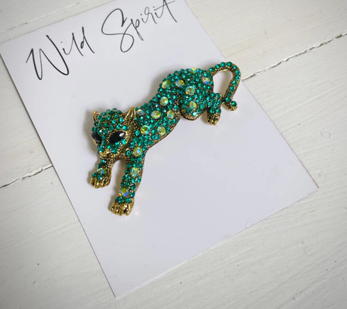 WS Teal Leopard Brooch WS Teal Leopard Brooch