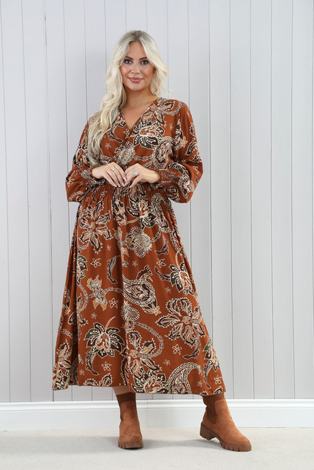 Florence Cuffed Maxi Dress ~ Camel