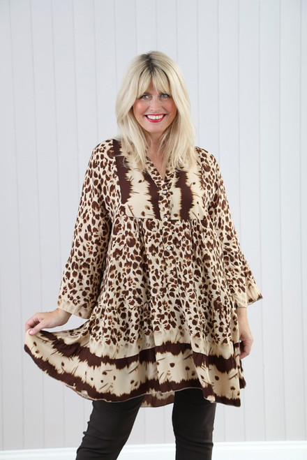 Leopard Tiered Tunic ~ Chocolate