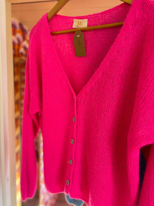 G7 Mohair Button Through Cardigan - Cerise G7 Mohair Button Through Cardigan - Cerise
