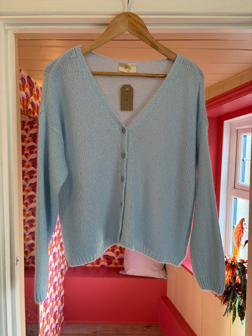 Mohair Button Through Cardigan ~ Baby Blue