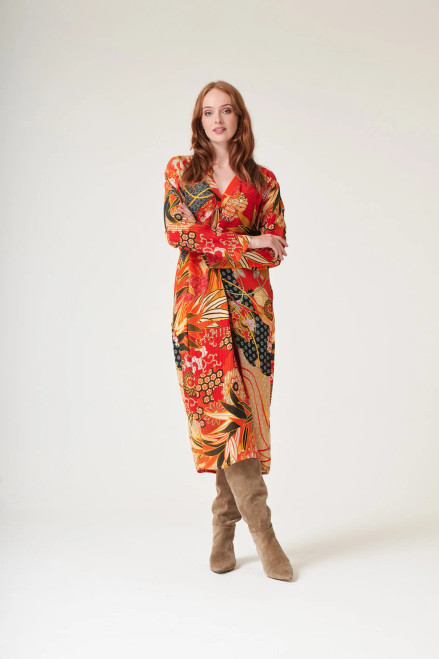 One Hundred Stars Midi Dress ~ Fans Scarlet