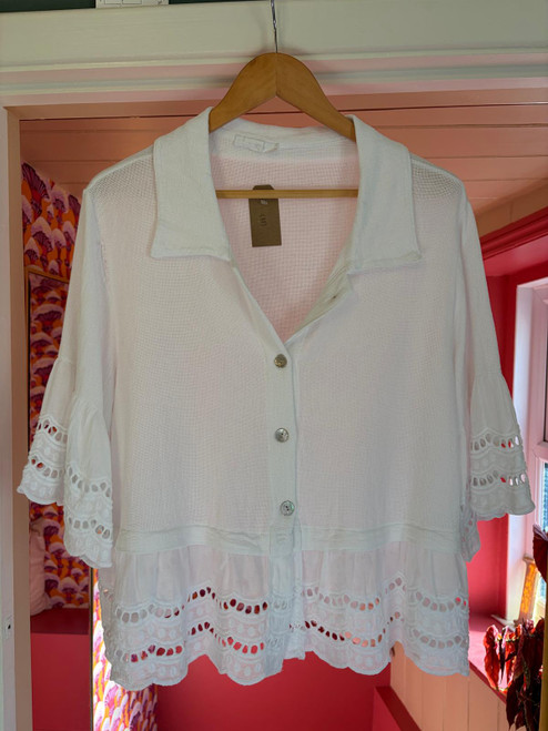 Washed Linen Anglaise Shirt ~ White