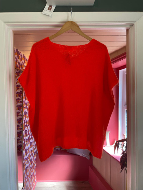 V-Neck Short Sleeve Mohair Jumper ~ Orange