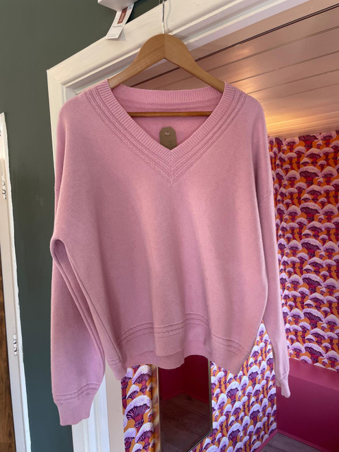 Detailed V Neck Jumper ~ Pink Detailed V Neck Jumper ~ Pink