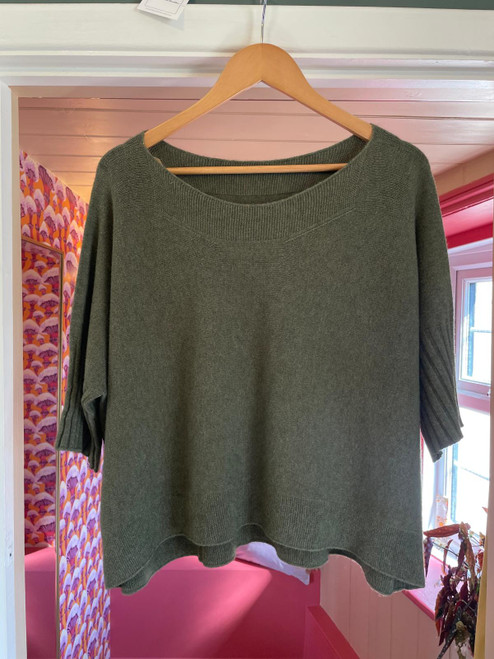Ribbed Edge Boxy Fit Jumper ~ Khaki Ribbed Edge Boxy Fit Jumper ~ Khaki