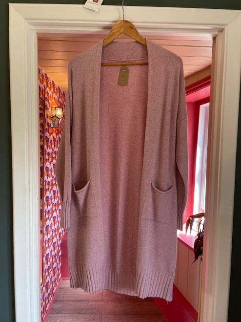 Two Pocket Rib Edge Cardigan ~ Dusky Pink Two Pocket Rib Edge Cardigan ~ Dusky Pink