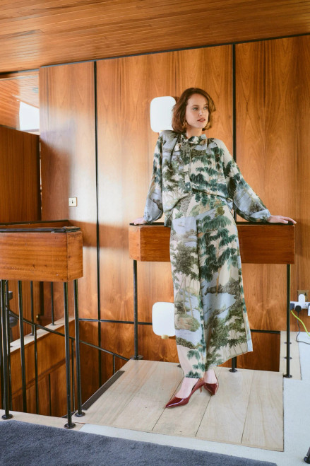 One Hundred Stars Crepe Palazzo Pants ~ Rivers and Trees Natural