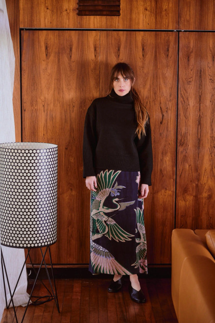 One Hundred Stars A-Line Maxi Skirt ~ Crane Emerald