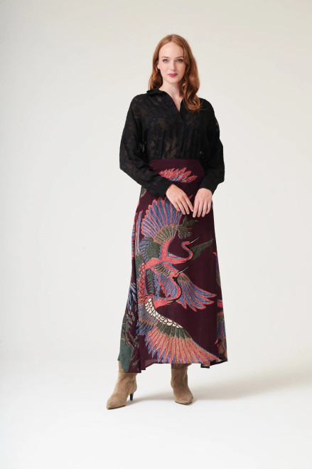 One Hundred Stars A-Line Maxi Skirt ~ Crane Plum