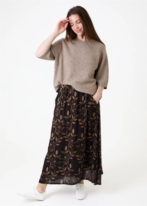 Watercolour Vines A-Line Skirt ~ Chocolate Watercolour Vines A-Line Skirt ~ Chocolate