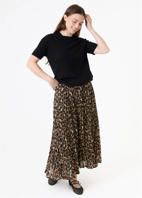 Leopard Print Chiffon Pleated Skirt ~ Mink Leopard Print Chiffon Pleated Skirt ~ Mink