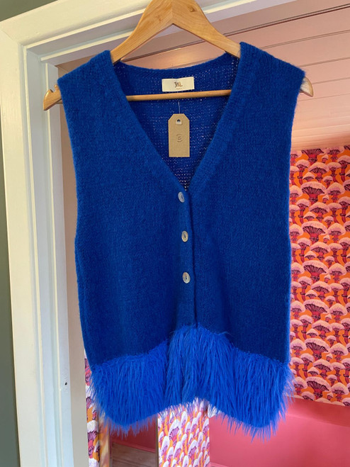 Alpaca Fur Bottom Gilet ~ Royal Blue