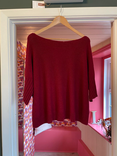 G7 Ribbed Edge Boxy Fit Jumper - Bordeaux 