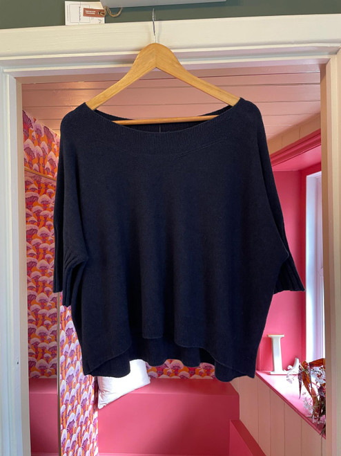 G7 Ribbed Edge Boxy Fit Jumper - Navy